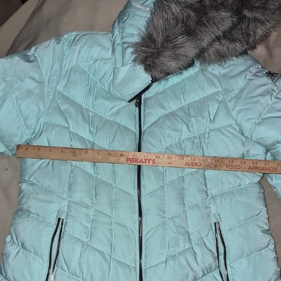 ZeroXposur Aqua Quilted Puffer with Faux Fur Hood - Picture 3 of 4